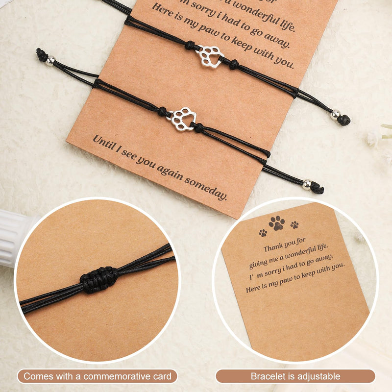 2pcs Cat Dog Memorial Bracelet Gift, Pet Memorial Gifts Sympathy Gift Paw Print Friendship Bracelets for Dog Lover Memory Gifts - PawsPlanet Australia