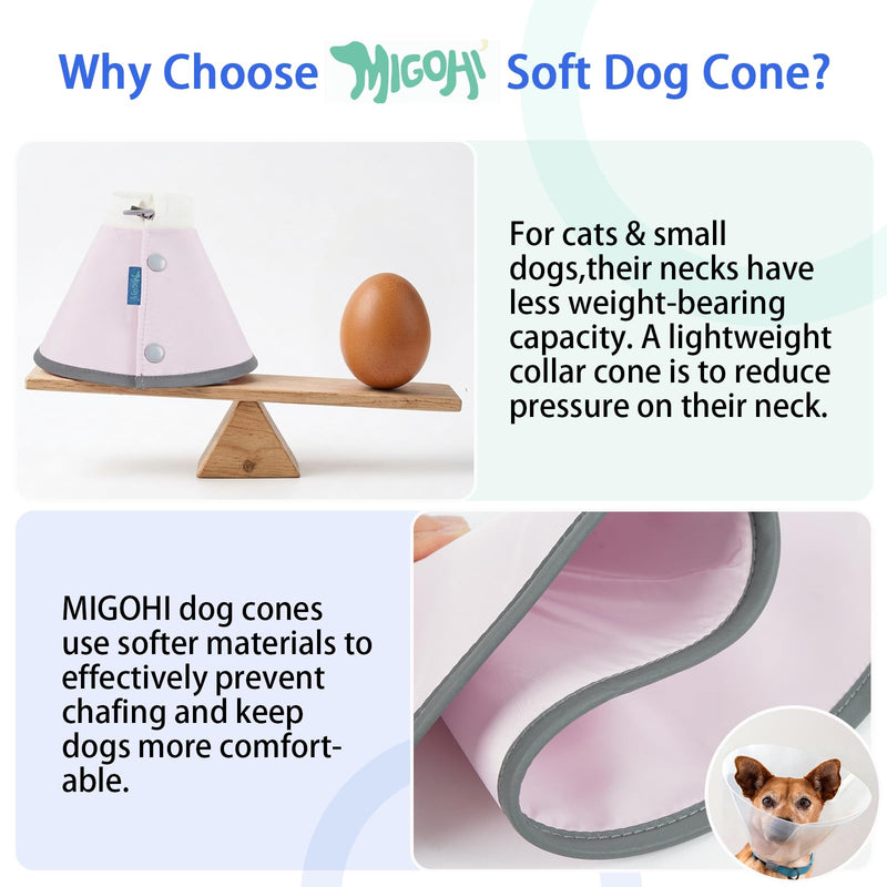 MIGOHI Dog Cone for Small Dogs,Soft Cone for Dogs to Stop Licking,Comfy E Collar for Dogs After Surgery,Small Dog Cone Alternative,Pet Elizabethan Recovery Cone for Spay,Neuter,Hot Spot,L,Pink Pink Large