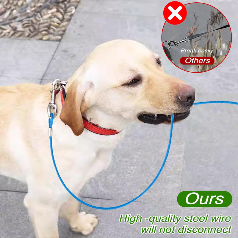 2 Pack Chew Proof Dog Leashes Extension Metal Cable Lead, Non-Tangle Connect Leash for Any Leash, Heavy Duty Dog Leash Extender for Collar & Harness (Black+Blue) - PawsPlanet Australia