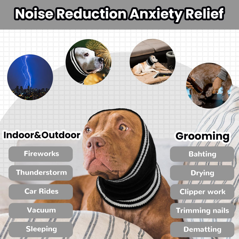 Nanaki Dog Ear Covers for Noise Bath No Flap Ear Wraps for Dogs Hematoma Dog Fireworks Anxiety Relief Calming Hoodie Dog Grooming Ear Cover Dog Head Wrap Force Drying Thunderstorm Quiet Ears for Dogs M(Head Circumference: 11.8"-20.1") Black - PawsPlanet Australia