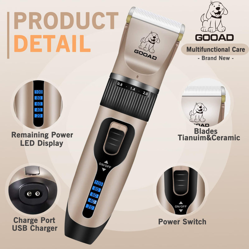 Dog Clippers Grooming Kit and Paw Trimmer,Cordless,Low Noise, Electric Quiet,Rechargeable, Dog Trimmer Grooming, Pet Hair Clippers for Thick Coats,Shaver for Small and Large Dogs Cats(Blue) Blue