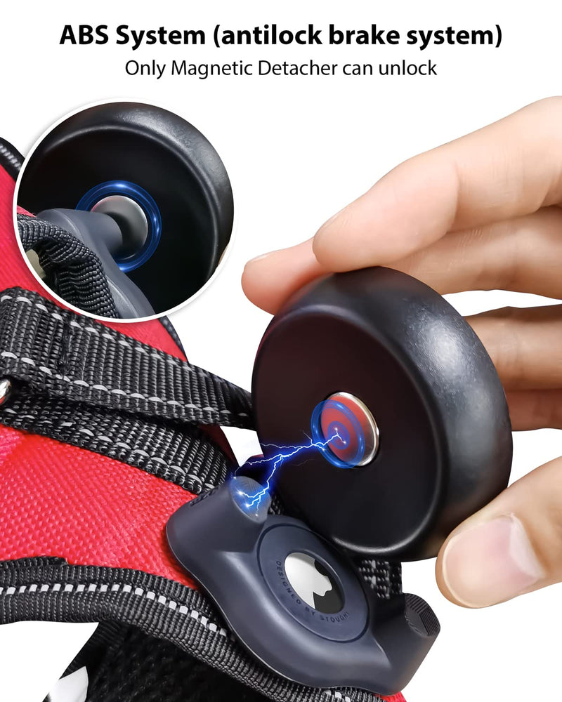 AirTag Holder Fit All Dog Collars Harness, Stouchi Innovative Style Protective AirTag Case with Pins Fixing Buckle for iPhone, AirTag Pet, Dog and Cat AirTag Mount Black-1 Pack - PawsPlanet Australia