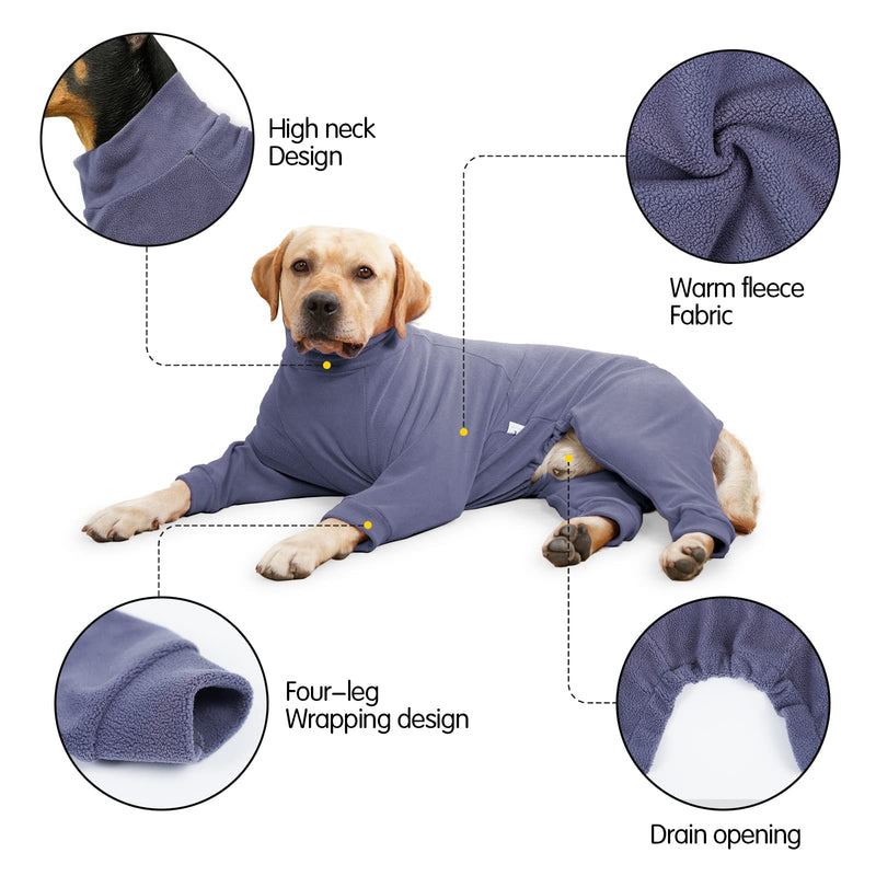 Cold Weather Coat, 4 Legs Pajamas Onesie, Winter Soft Clothes, Warm Sweaters Jacket Pet Clothes, Stretchy Soft Doggy Jumpsuits Sweatshirt for Medium Large Dogs, Navy 7XL