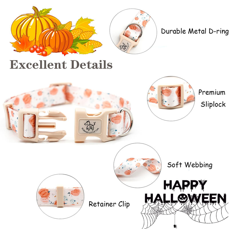 Elegant little tail Dog Collar with Leash, Pumpkin Print Pet Collar Leash Adjustable Collar for Small Medium Large Dogs Soft Puppy Collars with Quick Release Buckle Girl Boy Dog Collars Medium (Pack of 1) - PawsPlanet Australia