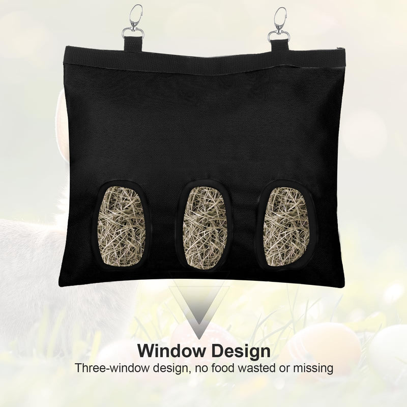 2PCS Rabbit Hay Feeder,3 Hole Hay Bag for Rabbits, Washable Hanging Small Animal Feeder for Guinea Pig Bunny Chinchillas Hamsters and Other Pets Black - PawsPlanet Australia