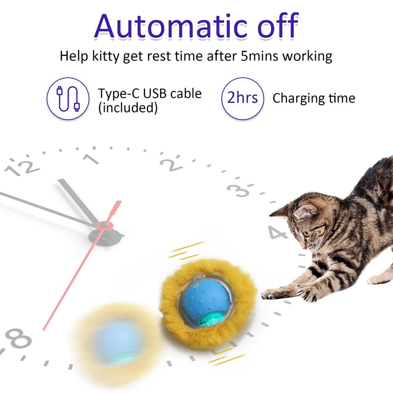 Interactive Cat Toys Ball Fast Rolling in Pouch, Motion Activate Chirping Cat Toy Hide and Seek Mouse Catching Game (Blue) Blue - PawsPlanet Australia