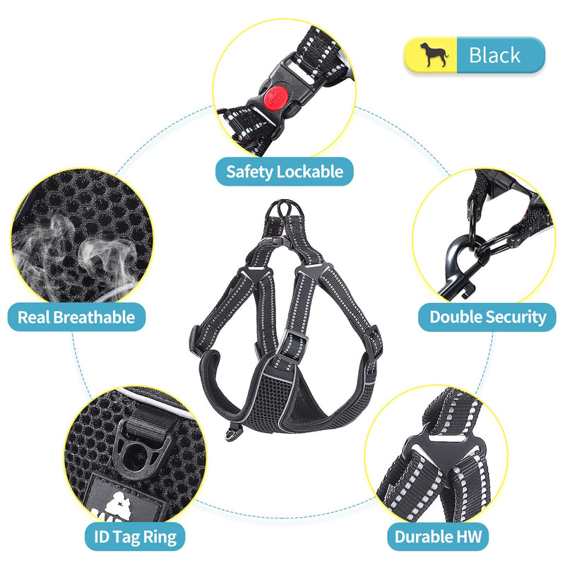 BAAPET Breathable Dog Harness for Small Puppy, Medium Dogs Step-in and Air Mesh with 6 Feet Reflective Rope Dog Leash (M - 6 FT x Chest (18~22''), Black) M - 6 FT x Chest (18~22'') - PawsPlanet Australia