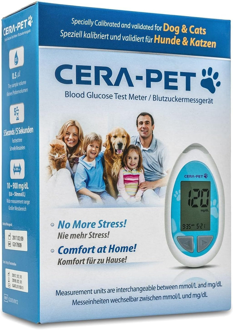 Blood Glucose Monitor for Animals, Suitable for Dogs and Cats, Value Pack: Additional 50 Blood Glucose Test Strips and 50 Lancets in Economy Pack