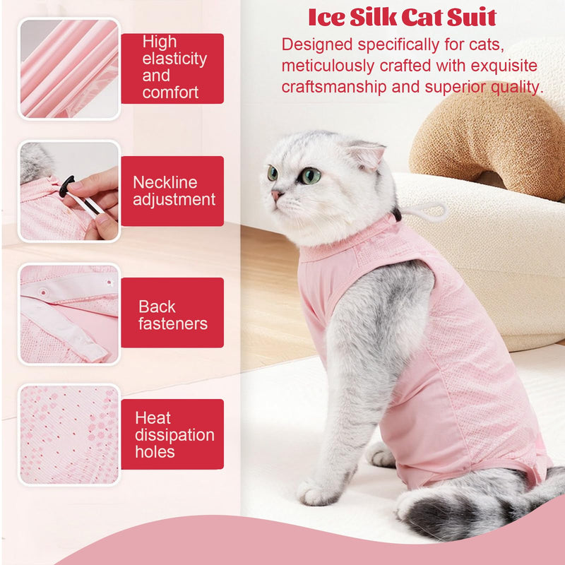 Pack of 2 Cat Bodysuit After Surgery, Comfortable and Breathable Recovery Suit Op Body Cat Castration Spay Weaning Lick Protection Suit Cat Clothing for Cat Body Surgery (Pink+Blue) (L) L