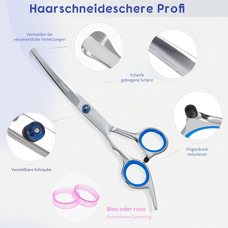Dog Grooming Scissors, Rust-Resistant Steel, Professional Dog Scissors Grooming with Safe Rounded Tips, Ergonomic Handle, One-Piece Design,Professional Hair for Trimming Face, Paws &Tail Blue [5-in-1]
