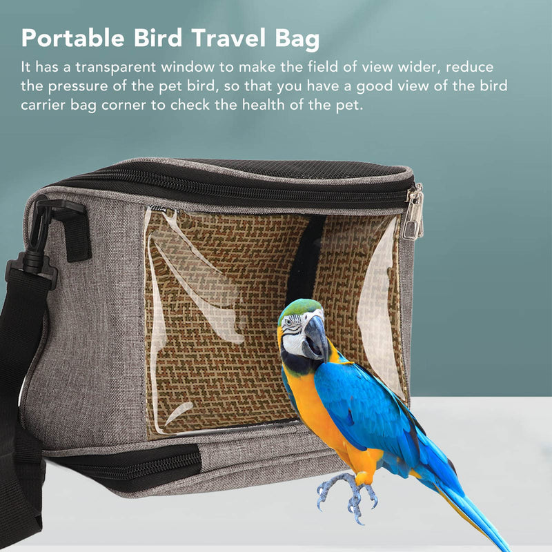 FLEXMAN Bird Carrier Bag, Portable Small Bird Travel Cage, Transparent Lightweight Breathable, Two Way Zipper Parrot Travel Cage with Side Pockets for Parrots, Birds, Hamsters, Small Lizards (Grey) Grey