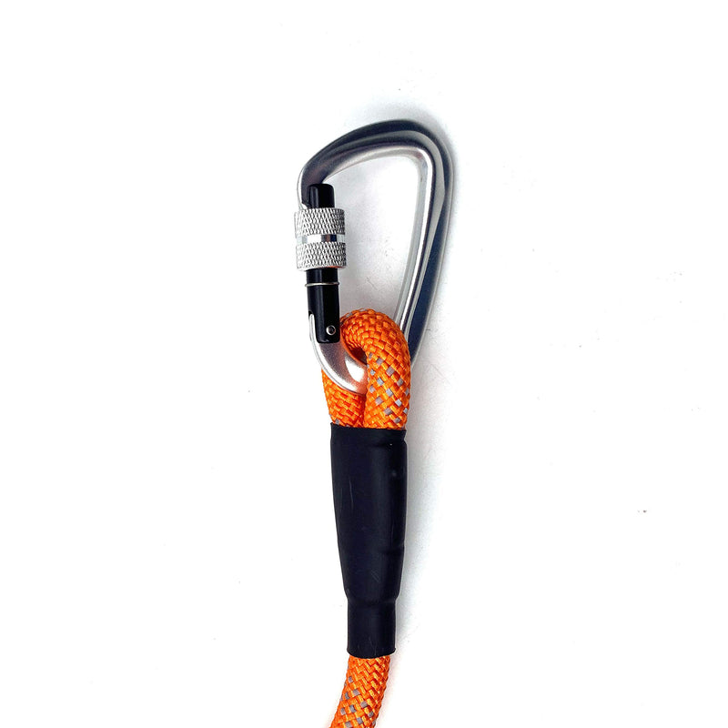Locking Carabiner Dog Leash – Heavy Duty Rope Leash for Large & Medium Dogs | Reflective with Strong Clip & Padded Handle for Walking, Hiking, Running, Training - 6 Ft (Blaze Orange) Blaze Orange - PawsPlanet Australia
