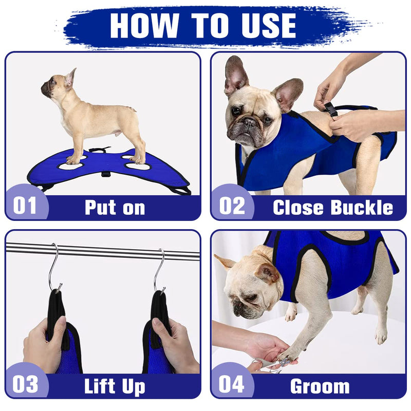 Dog Grooming Hammock Grooming Harness for Small Dogs Pet Grooming Hammock with Nail Clippers/Nail File/Comb Breathable Dog Nail Harness Hanging for Nail Trimming,Ear,Eye Care Home Grooming Set L for 30 LB - PawsPlanet Australia