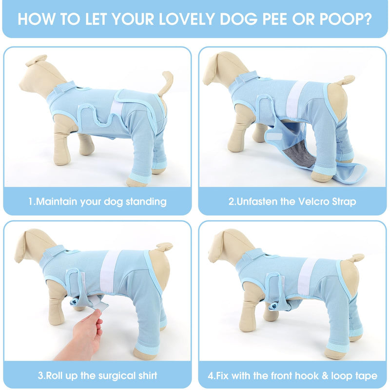 KOESON Adjustable Dog Recovery Suit for Hind Legs, Soft Dog Surgery Recovery Suit with Long Back Sleeves, Rear Leg Sleeve to Stop Licking for Medium Dogs, Pet Surgery Shirt Female Male, M Blue
