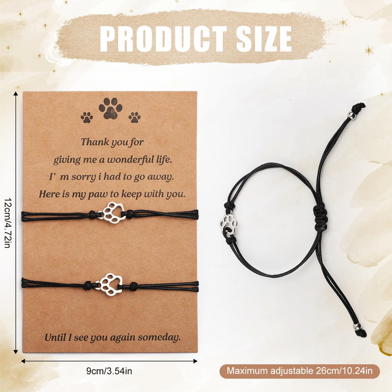 2pcs Cat Dog Memorial Bracelet Gift, Pet Memorial Gifts Sympathy Gift Paw Print Friendship Bracelets for Dog Lover Memory Gifts - PawsPlanet Australia
