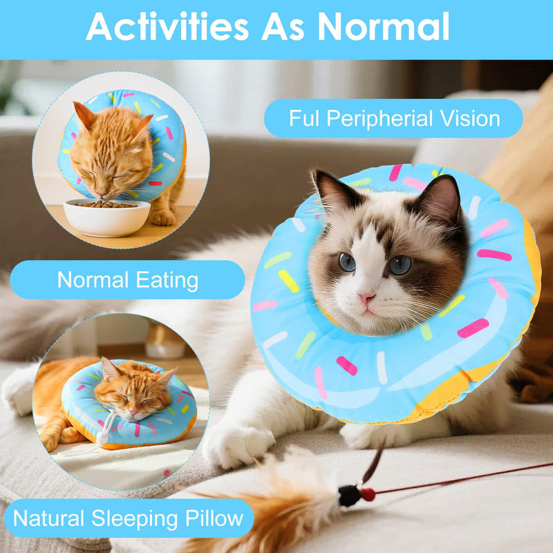 Cat Cone Collar Adjustable Cat Recovery Collar Soft Cone Cute Cats Collars After Surgery Kitten Recovery Cones to Stop Licking Pet Elizabethan Collars for Cats Kittens and Puppies（Blue） blue