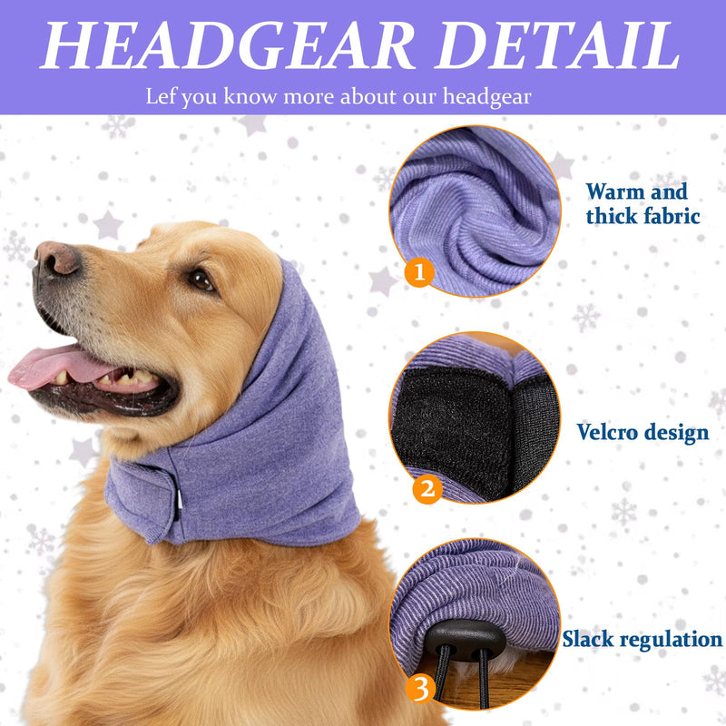 2 Pack Dog Ear Defenders, Dog Ear Protectors - Adjustable Calming Hood, Soft Noise Cancelling Earmuffs & Head Wrap for Dogs Bathing, Grooming, Thunder, Fireworks