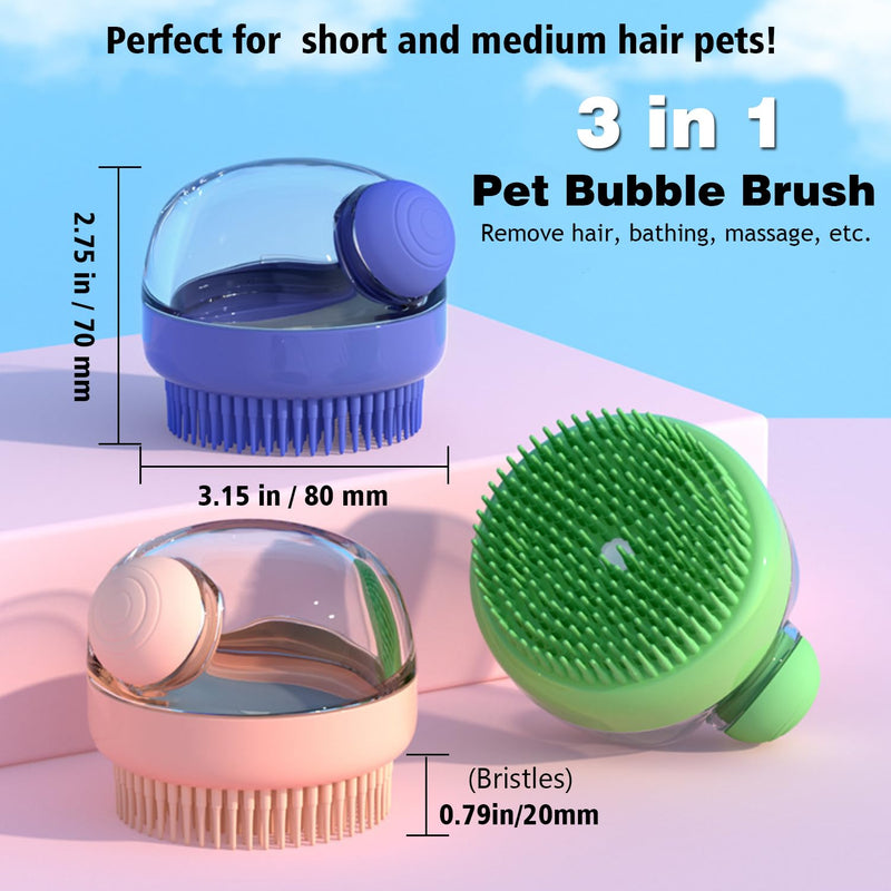 Dog Bath Scrubber Brush, 2 PCS Pet Dog Grooming Massage Shampoo Bath Brush with Soap and Shampoo Dispenser Soft Silicone Bristle for Long Short Haired Dogs Cats Shower Green & Pink - PawsPlanet Australia