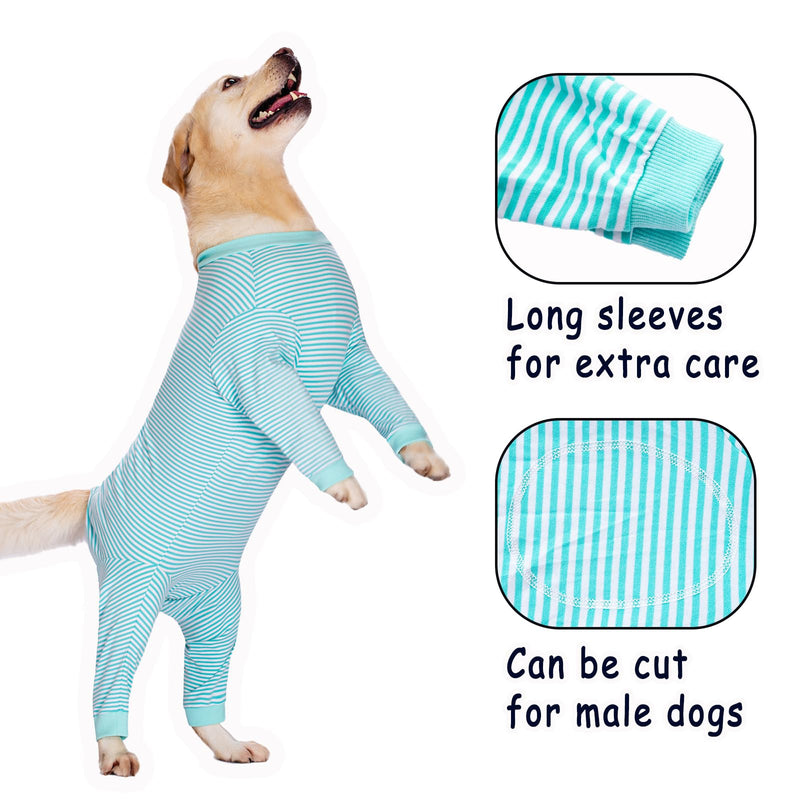 Dog Bodysuit Post Surgery Dog Onesie with Zipper Full Body Dog Pajamas Large Medium Dog Shedding Suit Surgical Suit for Dogs Female/Male Dog Surgery Suit Recovery Suit after Surgery Spay Suit 2XL Turquoise - PawsPlanet Australia