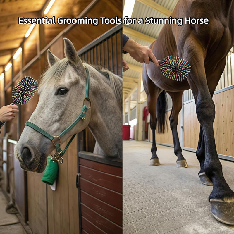 Tough Rainbow Bristle Mane/Tail Brush Rainbow Paddle Mane and Tail Brush Air Cushion Comb Detangler Plastic Forky Comb for Horses