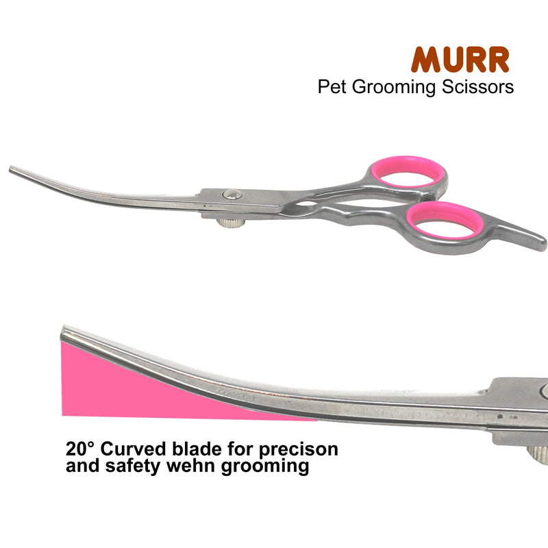 Dog Grooming Scissors, Curved Pet Grooming Scissors, Stainless Steel Hair Cutting Scissors for Dogs and Cats, Professional Trimming Tool with Safety Round Tip, 6 Inch - PawsPlanet Australia