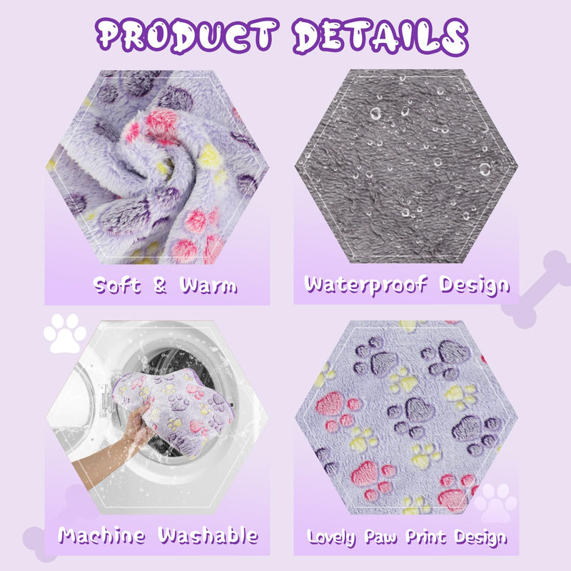 YUEPET Waterproof Dog Blankets, 2 Pack Washable Dog Blankets for Bed Couch Sofa Protector Fleece Flannel Puppy Blanket Soft Plush Reversible Throw Blanket for Medium Large Dog Cat 40"×30"(Purple+Pink) 40"×30" Purple+pink(2pack) - PawsPlanet Australia