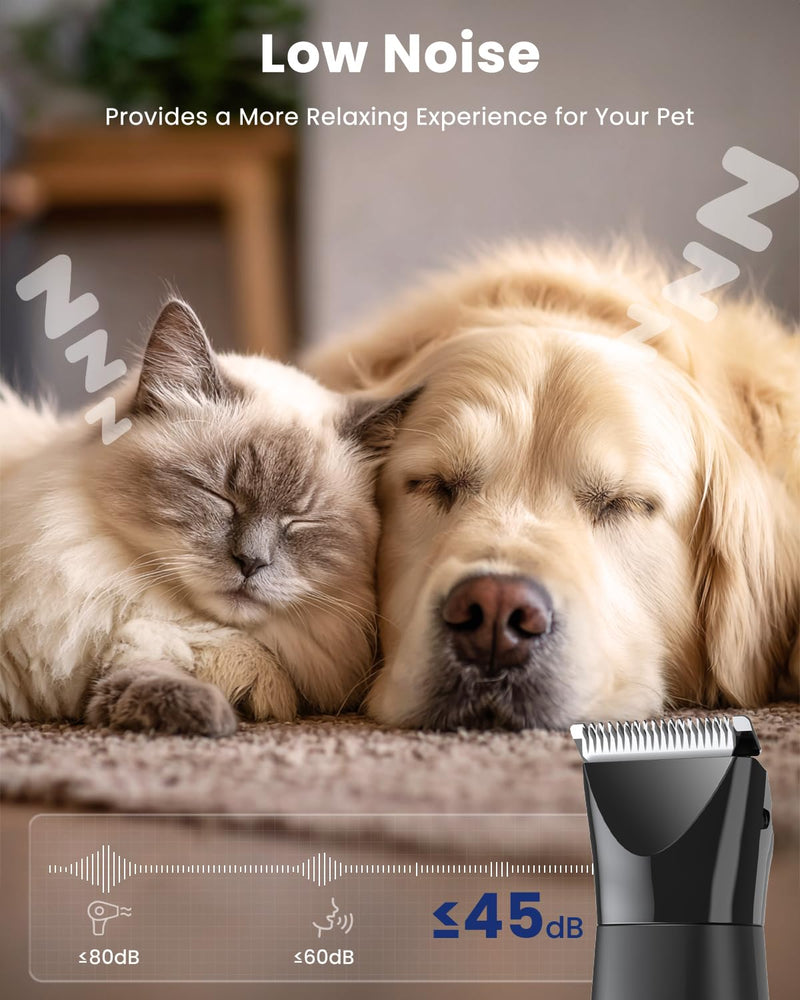 4-in-1 Dog Grooming Kit & Nail Grinder, Safe Cat Clippers Dog Paw Trimmer Shaver, Silent Rechargeable Pet Clippers for Dogs Cats Body, Face, and Paw Grooming - PawsPlanet Australia