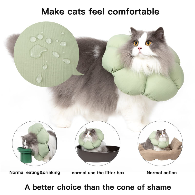 Cat Cone Collar Soft,Cute Adjustable Waterproof Cat Recovery Collar,Anti-Bite Lick Wound Healing Safety Cone For Cats,Green Flower All-Season Style(M)… Green Flower M(Neck: 6.5-10.5 in)