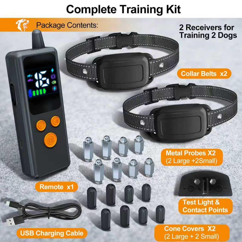 Dog Training Collar with Remote - 5000ft Waterproof Dog Shock Collars 2 Dogs for Large Medium Small Dogs Rechargeable E Collars for Dogs Training with Beep Vibration Humane Shock(1-16) Mode 1 in 2 - PawsPlanet Australia