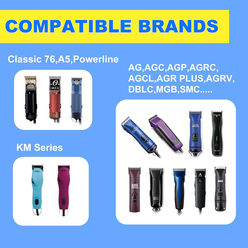 Docal Detachable Clipper Ceramic Blades 4FC/5FC/7FC Silver, Dog Grooming Clipper Replacement Blades Compatible with KM Series Clippers, Most A5, Size-4FC/5FC/7FC, Cut Length 3.2mm to 9.5mm, 3 Packs 4FC+5FC+7FC - PawsPlanet Australia