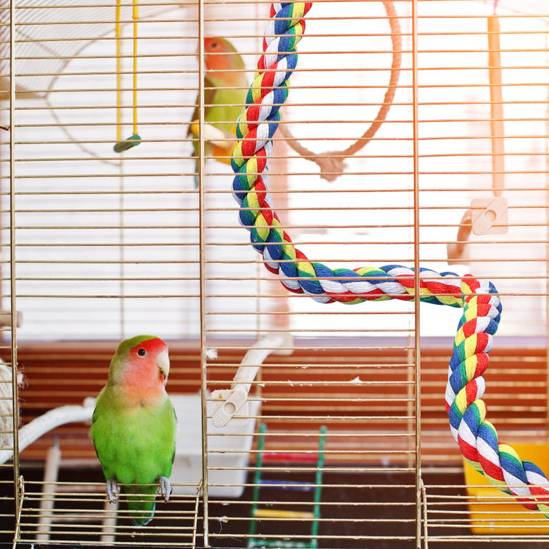 Colorful Bird Rope Perch Stand, Birdcage Swing Spiral Toys, Bird Bungee Rope Perches Toys Cage Accessories for Cockatiels Parrot Birds (60CM/23.6inch) 60CM - PawsPlanet Australia