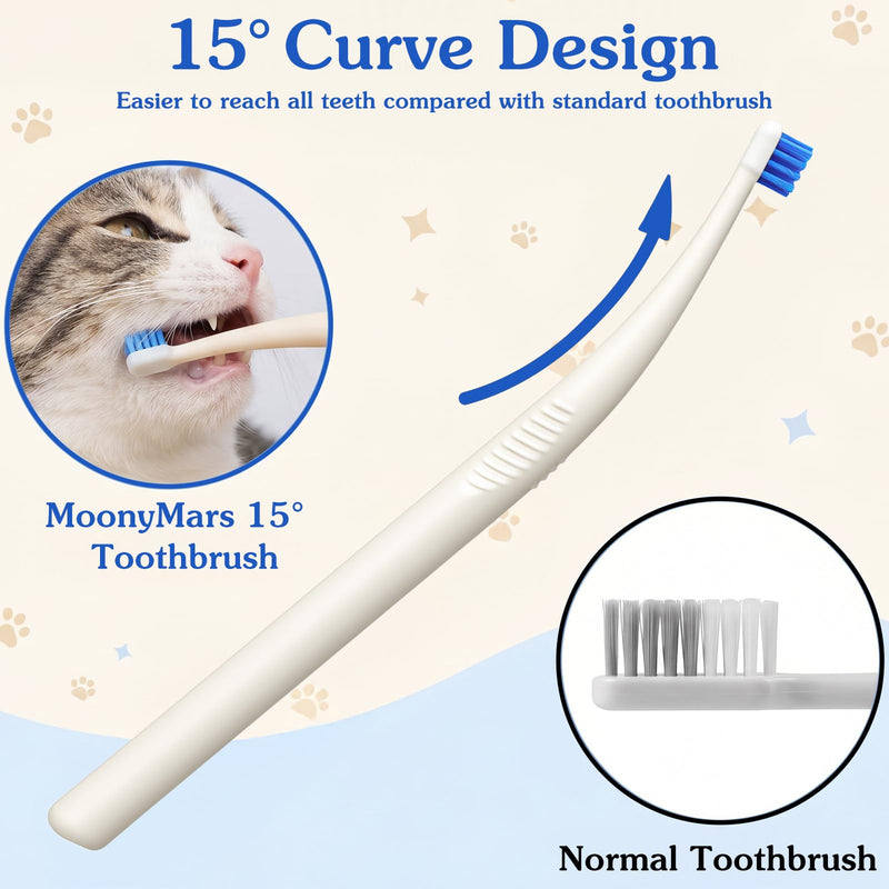Ouligay 2 PCS Cat Tooth Brush Small Dog Toothbrush Ultra Soft Pet Toothbrush with Micro 15° Curved Brush Head for Kitten Puppy Tiny Pet Daily Deep Dental Clean