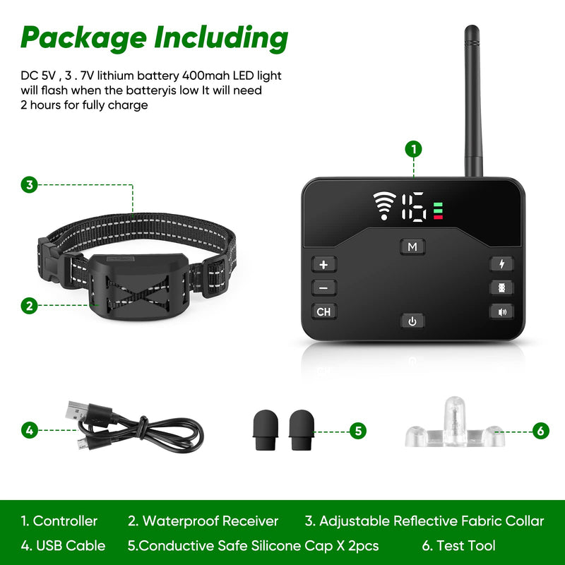 Wireless Dog Fence,Remote Training Collar & Electric Fence,Waterproof & Rechargeable,2025 Wireless Dog Training Collar for Medium & Large Sizes Dogs Extra Collar