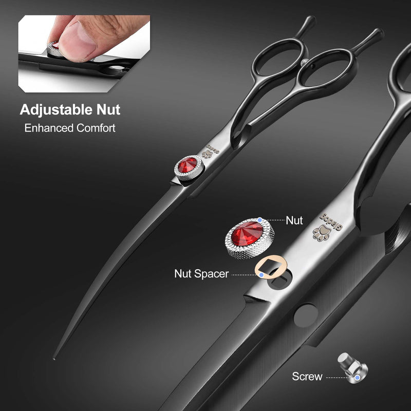 7 Inch Titanium Professional Dog Grooming Scissors Kit & Blue Set - PawsPlanet Australia