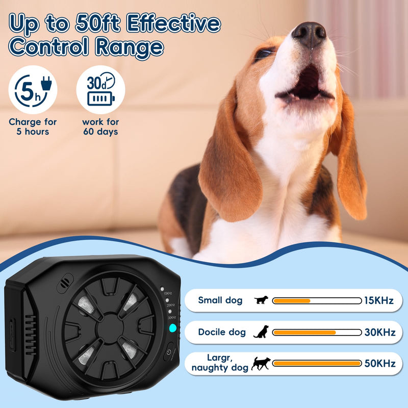 Anti Barking Device for Dogs, Dog Bark Deterrent Devices with 3 Modes, Ultrasonic Dog Bark Control Devices 50Ft Range Outdoor & Indoor, Waterproof Dogs Barking Silencer Safe for Human & Dogs (Black) - PawsPlanet Australia