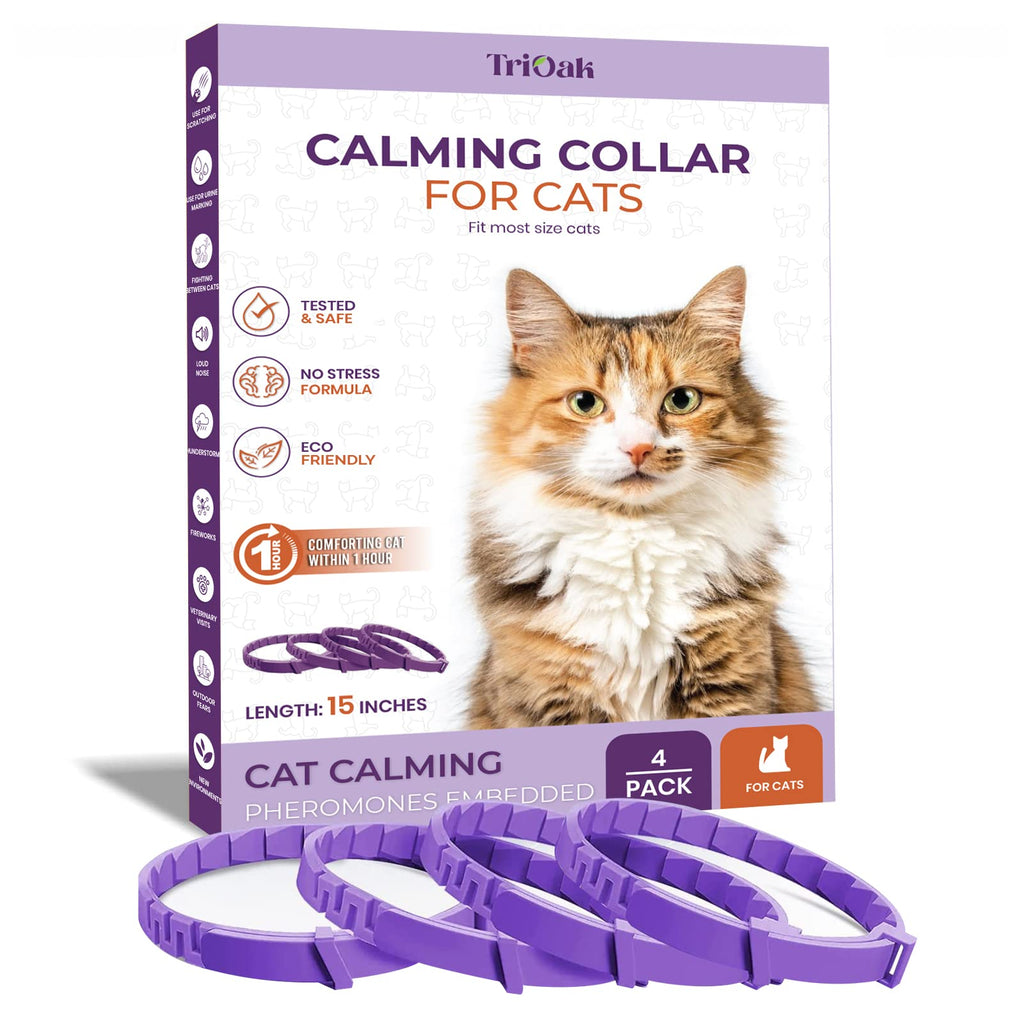 4 Pack Calming Collar for Cats, Cat Calming Collar, Calming Pheromone Collar for Cats, Cat Pheromone Collar, Cat Calming Collar for Anxiety, Efficient Relieve Anxiety Stress (Purple) Purple