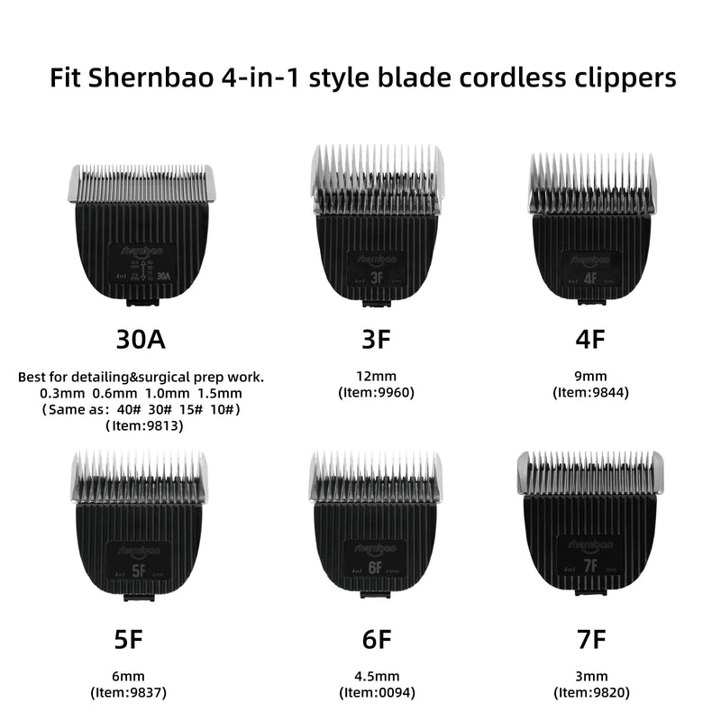 shernbao Pet Dog Grooming Clipper Detachable Blades, 4-in-1 Blades, Replacement Blades PGC-670 Clippers (670-3F) - PawsPlanet Australia