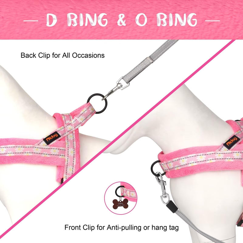 Didog No Pull Dog Harness with Soft Padded, Easy Walk Dog Harness with Quick Release Buckle, Adjustable & Reflective Pet Harness with Soft Padded for Small Medium Dogs (S:Chest 19-22", Pink) S: Chest 19-22", Fit 15-25 lbs - PawsPlanet Australia