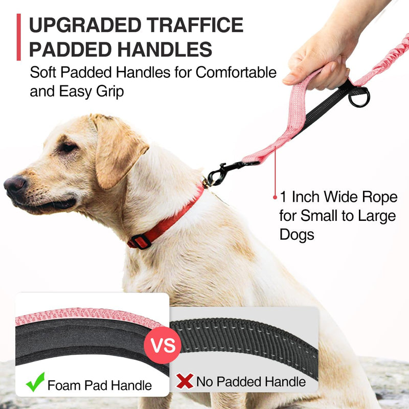 Kytely Hands Free Dog Leash with Zipper Pouch, Wide Padded Waist Dog Running Leash, Dual Padded Handles, Retractable Bungee for Walking Jogging Training Hiking Baby Pink For 1 Dog - PawsPlanet Australia