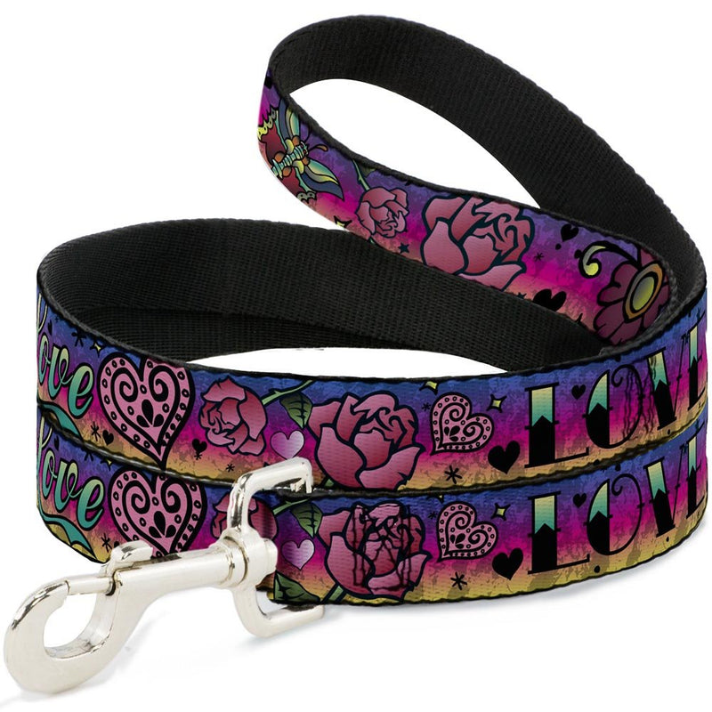 Buckle-Down Pet Leash - Love Love Purple - 6 Feet Long - 1" Wide