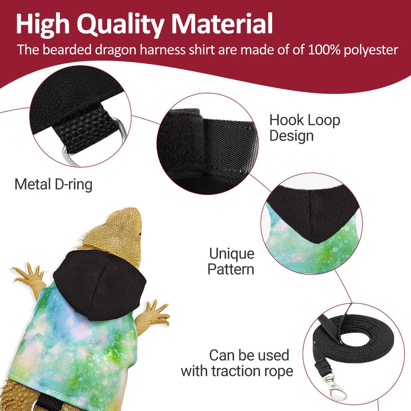 Bearded Dragon Lizard Hoodie Leash Suit Reptile pet Outdoor Chest Harness Chameleon Squirrel Leash Hooded Clothes Suitable for Bearded Dragon Lizard Reptiles（Black hat） Black hat - PawsPlanet Australia