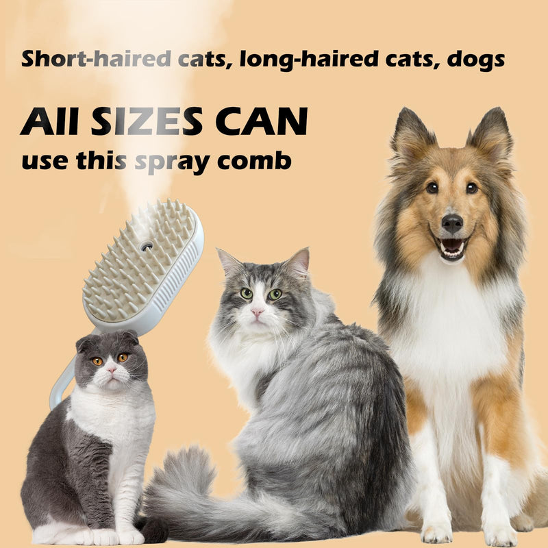 Cat Steam Brushes for Shedding, 4 in 1 Rechargeable Steam Brush for Cats and Dogs,Grooming Comb with Spray - PawsPlanet Australia