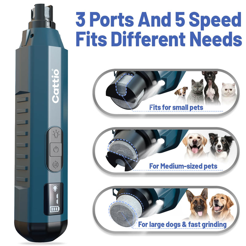 Dog Nail Grinder - Professional Electric Dog Nail Trimmer for Dogs & Cats Quiet Painless Grooming & Smoothing Dog Nail Clipper & File Included - Suitable for Small Medium Large Pets (Dark Blue) Dark Blue - PawsPlanet Australia