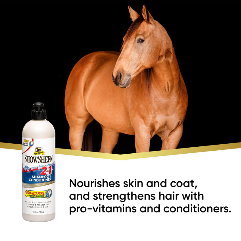 Absorbine ShowSheen 2-in-1 Shampoo & Conditioner, Sulfate and Paraben-Free, 20oz One Size - PawsPlanet Australia