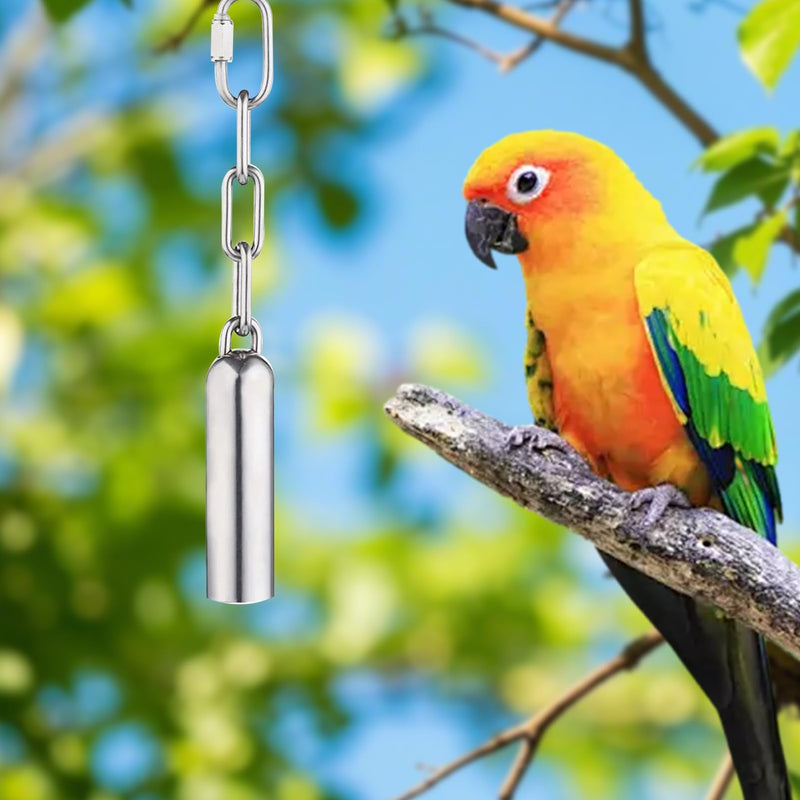 LWINGFLYER Stainless Steel Bird Bell Toy for Large Parrots – Hanging Bird Cage Toy with Quick-Link Clip, Durable & Easy-Clean Parrot Toys for Macaws, Cockatoos, African Greys - PawsPlanet Australia