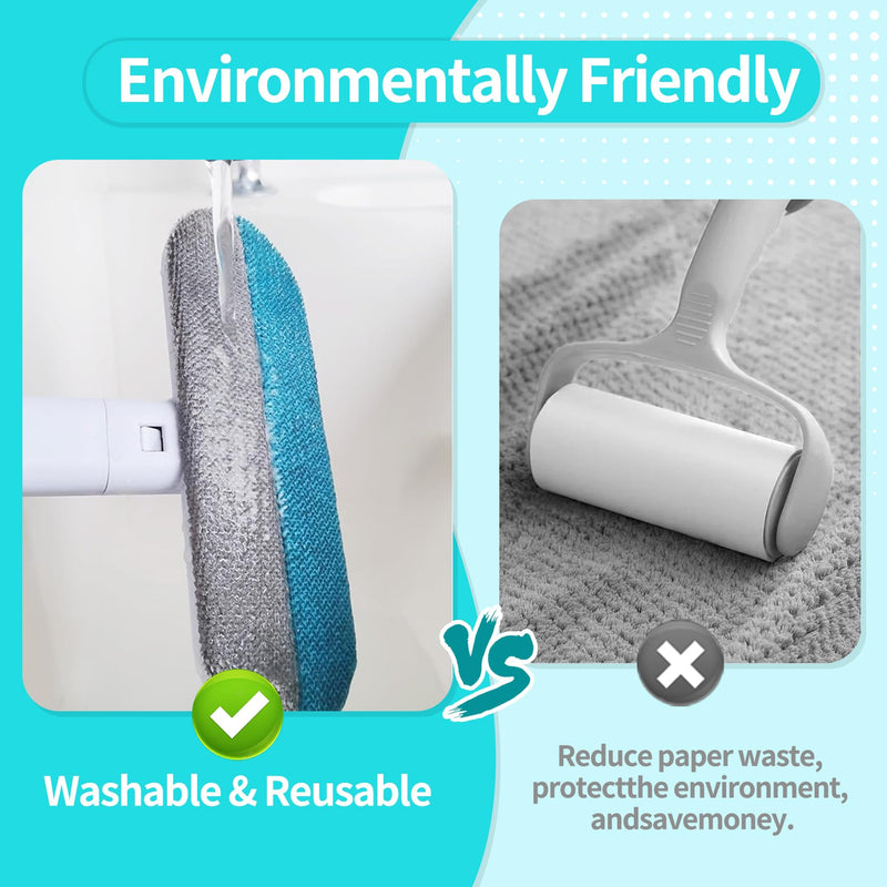Pet Hair Remover Brush - Reusable Multifunctional Pet Hair Removal Tool for Furniture, 4 in1 Cat and Dog Hair Removal, 17.3Inch Adjustable Long Handle, Gentle on Couch Carpets Bedding (1 Set) 1 Set - PawsPlanet Australia