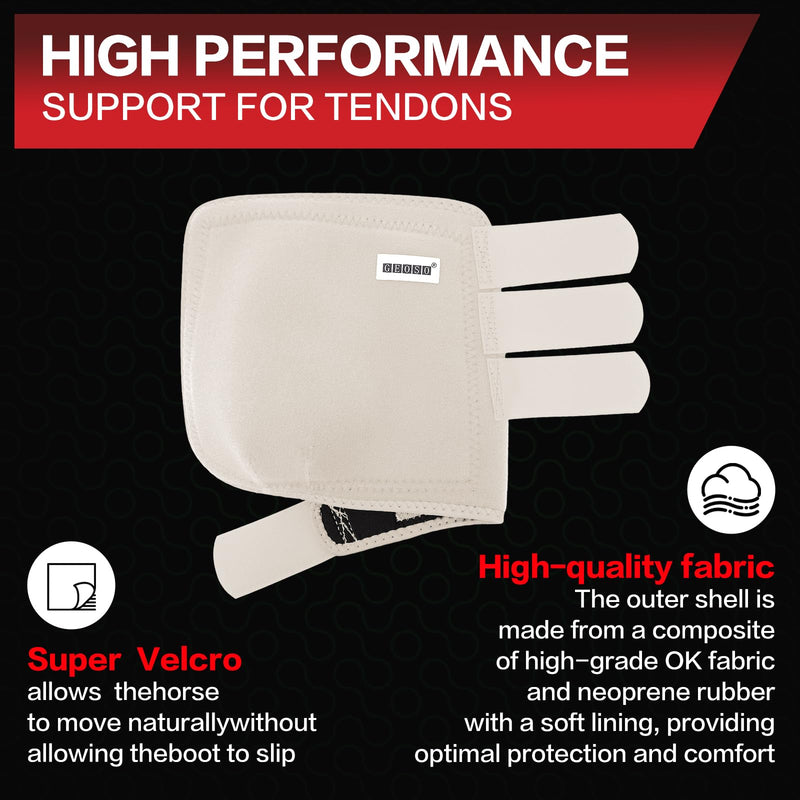 GEOSO All-Around Support Horse Splint Sport Boots,Professional OK Fabric Neoprene Horse Boots for Horses Jump Training&Off-Road|Shock Absorbing, Breathable,Fits Hind Legs Large White