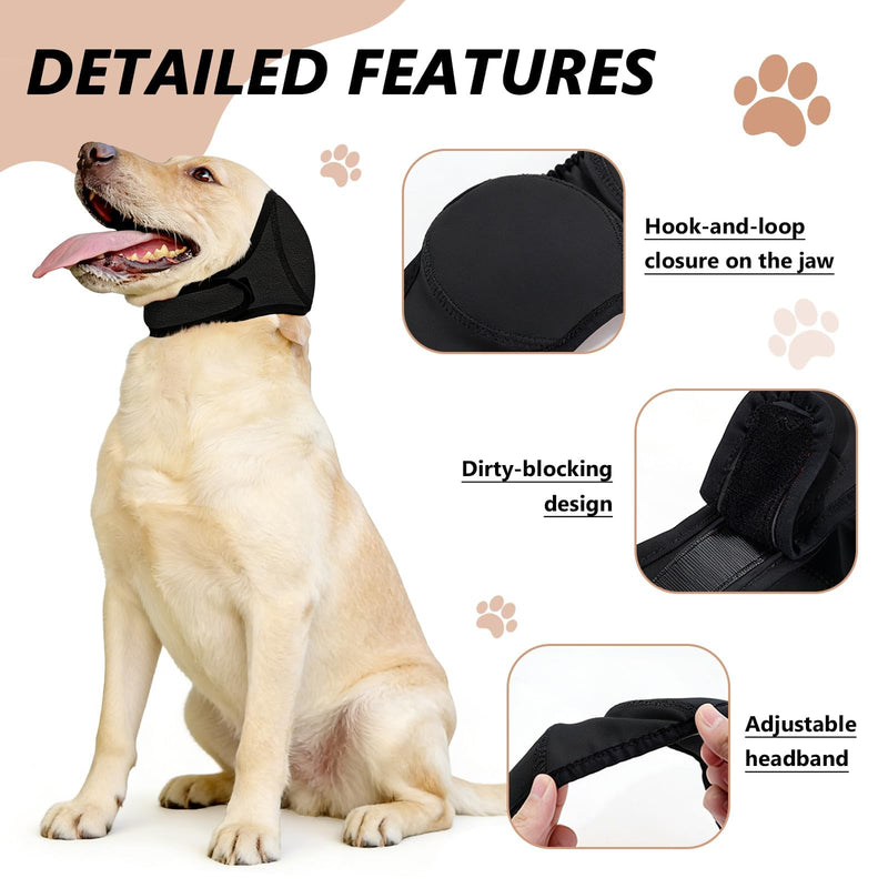 Dog Earmuffs, Noise Reduction, Waterproof Ear Protection, Dog Hearing Protection, Elastic Wrap with Sound Insulation for Noise Blocking, Calming, Bathing, Winter (Black S) Black S
