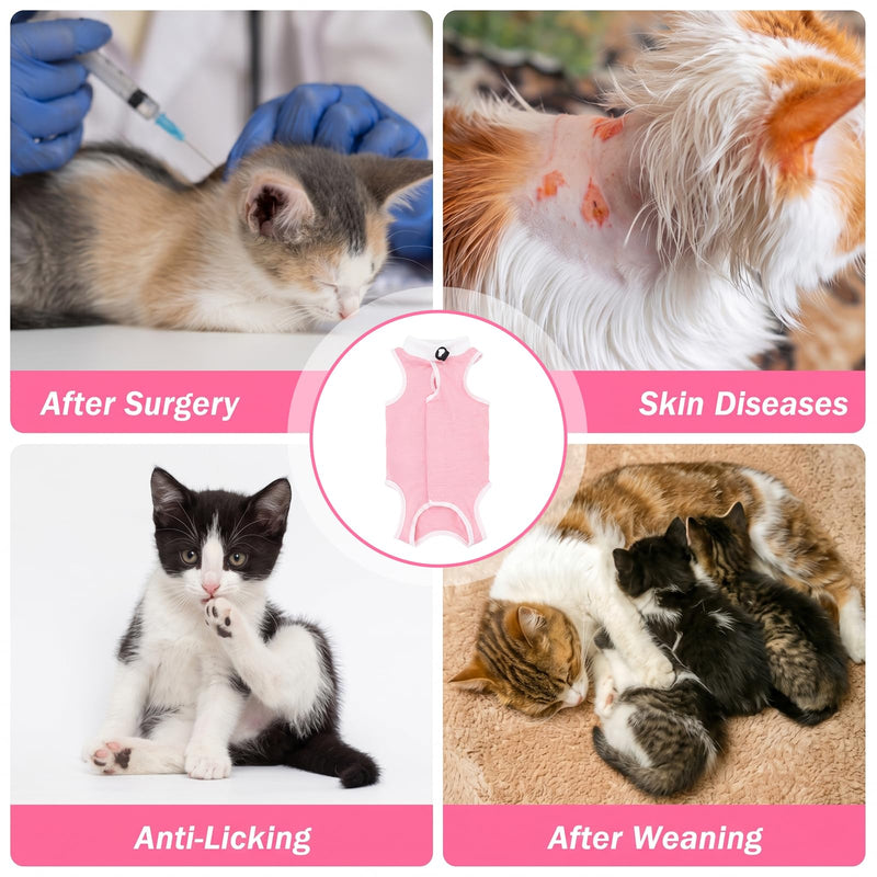 Coppthinktu Cat Recovery Suit Female for Surgical Abdominal Wounds, Breathable Cat Onesie for Cats After Surgery Bodysuit Female, Kitten Recovery Suit Cone of Shame Alternative Anti Licking Blue Medium