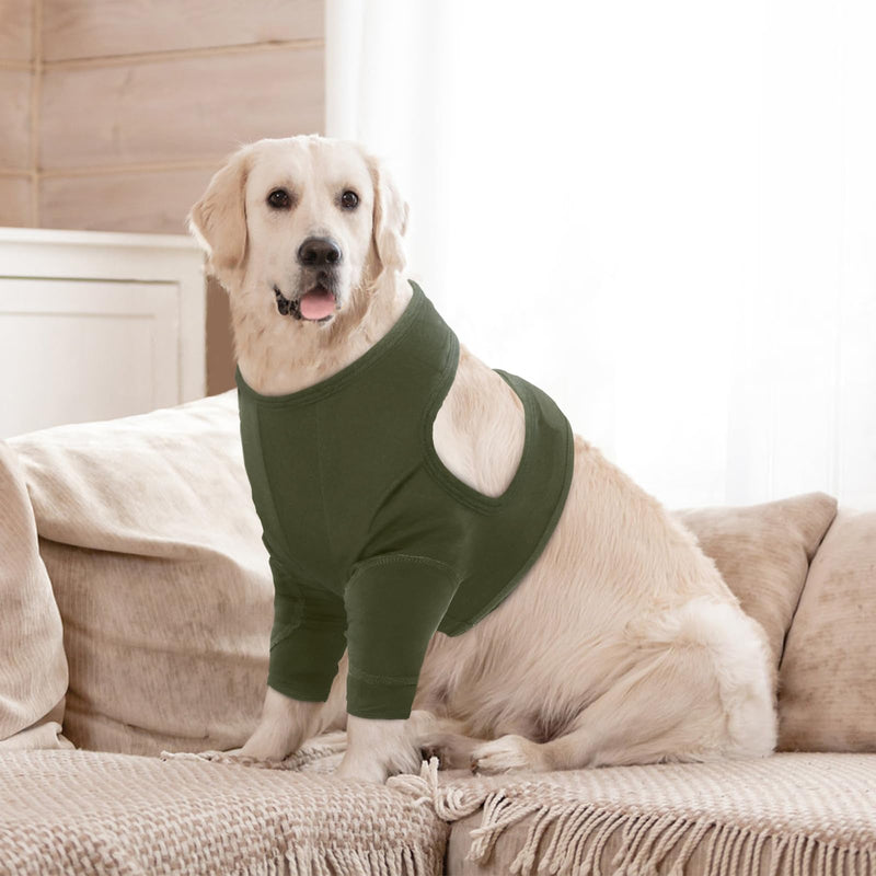 Nanaki Surgery Dog Recovery Suits for Front Legs, Dog Leg Sleeve to Stop Licking, Doggy Anti-Lick Wounds Pants, Pet Wound Cover Protective Sleeves Arm Protector for Injuries & Joint Pain M(Chest Girth:17.72"-20.87") ArmyGreen